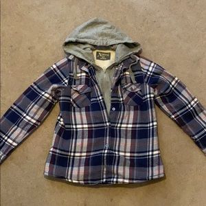 Fur plaid hoodie